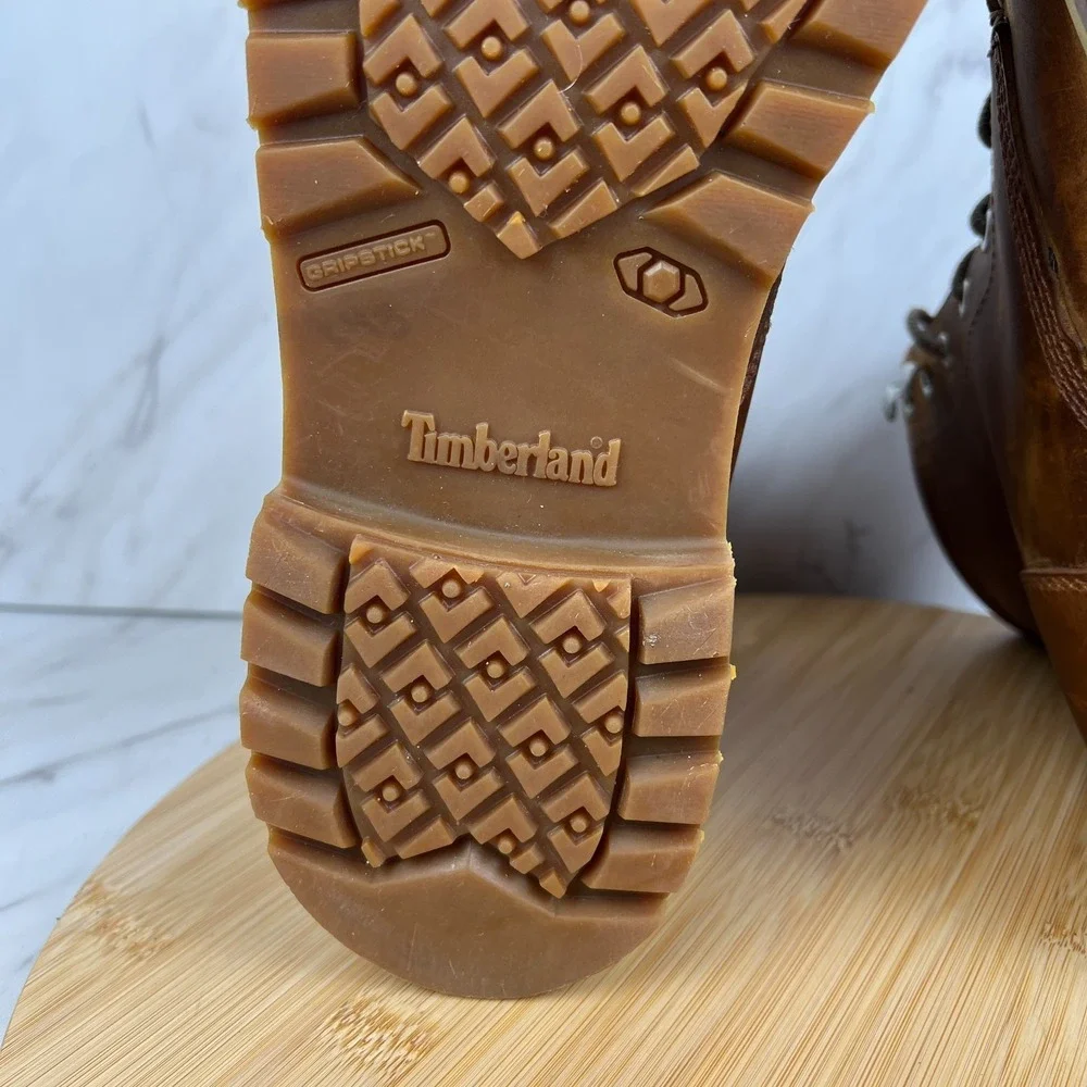 Timberland Redwood Falls Mens Size 9.5 Brown Leather Waterproof Moc-Toe Boots
